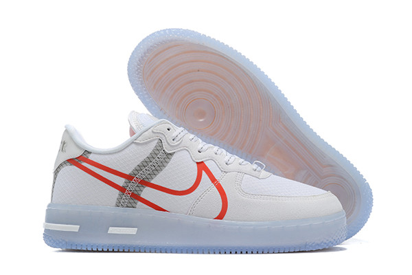 Women's Air Force 1 Low Top White/Red Shoes 059